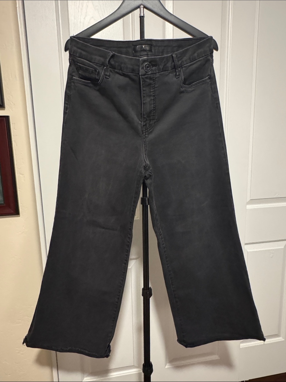 Kut from the Kloth Meg High-Rise Wide Leg Raw Hem Wide Leg Black Jeans